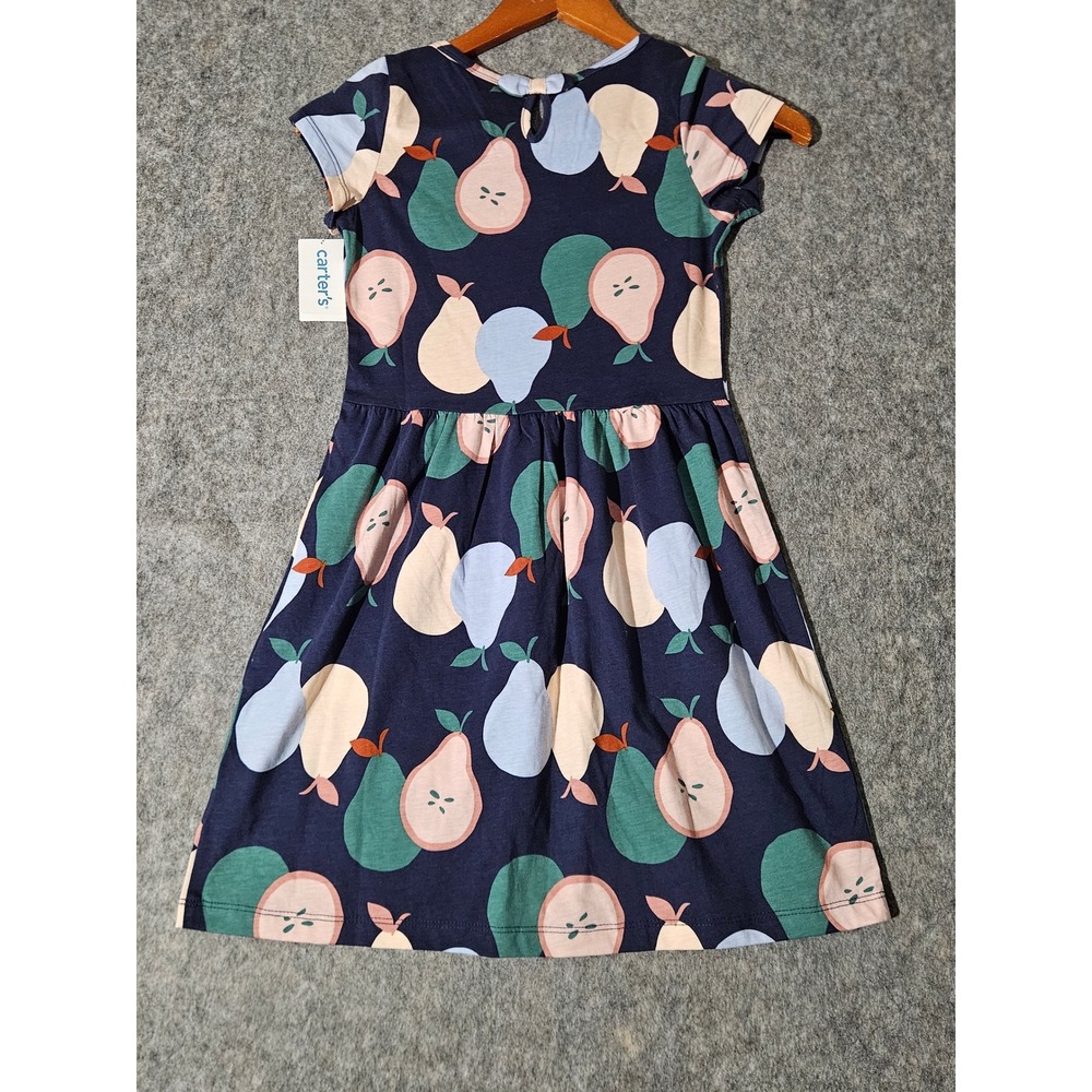 Carter's Dress Girls Navy Blue Pear Print Short Sleeve Size 8 3M005610 - Picture 2 of 5